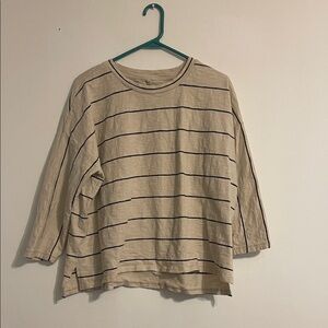 Lou & Grey Beige Striped Long Sleeve Top